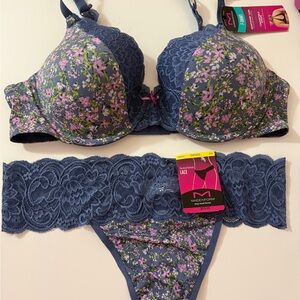 Maidenform Floral Lace Bra and Thong Set -